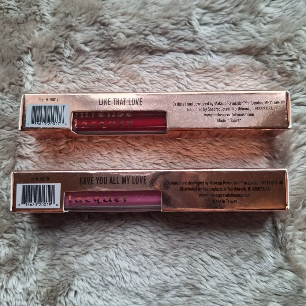 Makeup Revolution Salvation Intense Lip Lacquer - Red & Pink - New in Box